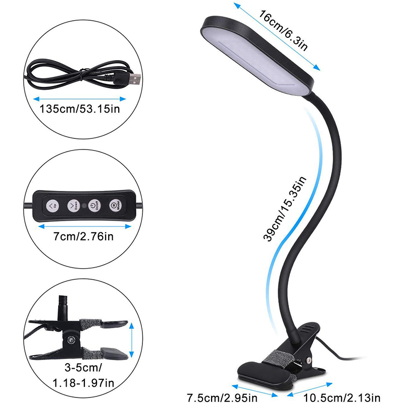 Lipat Klip Besar Lampu Meja LED Super Terang Kuasa Tinggi